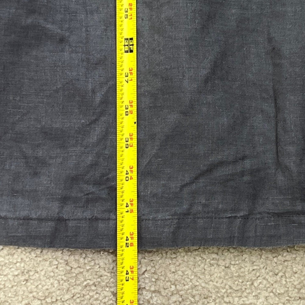 Kalinka Belarus 100% Linen  Dress Size L Gray Ruffle Neck Puff Sleeve Bubble Hem - Picture 10 of 11